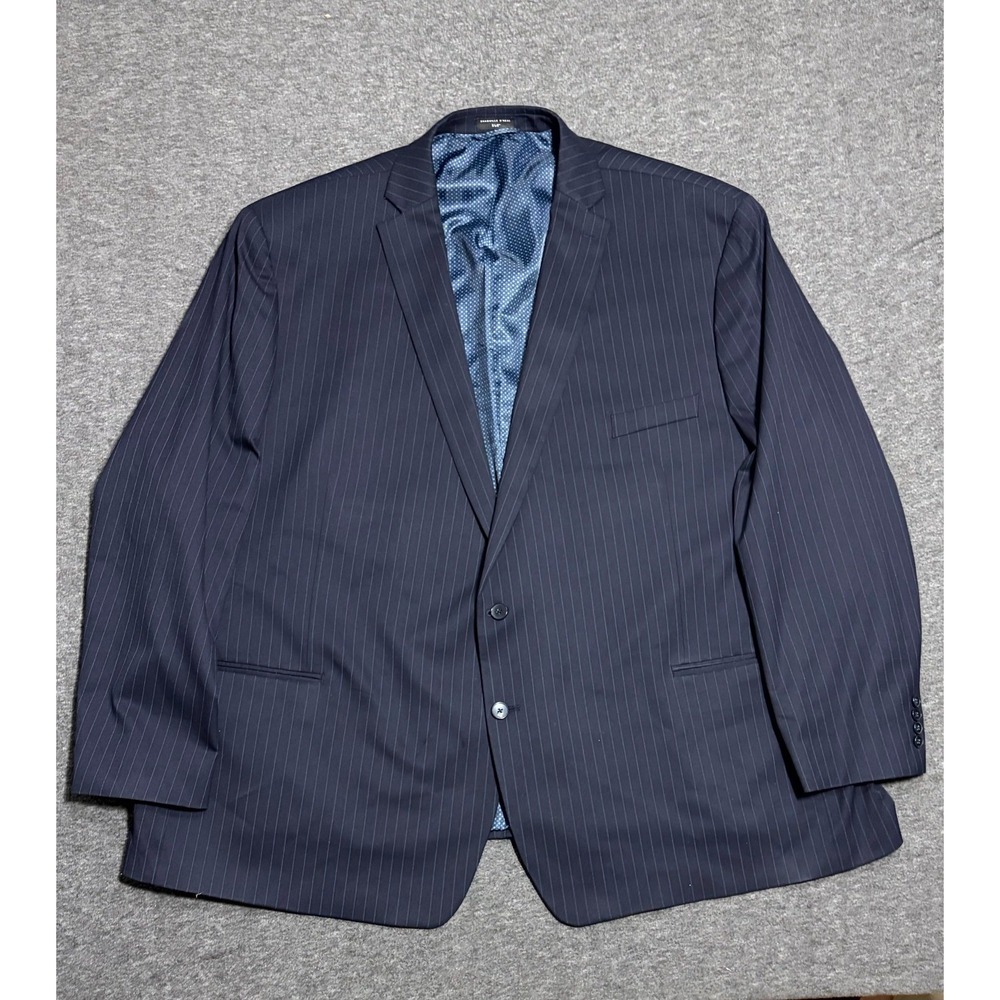 Shaquille O'Neal Blazer Jacket Mens XL Navy Pin Striped Single Breasted Business